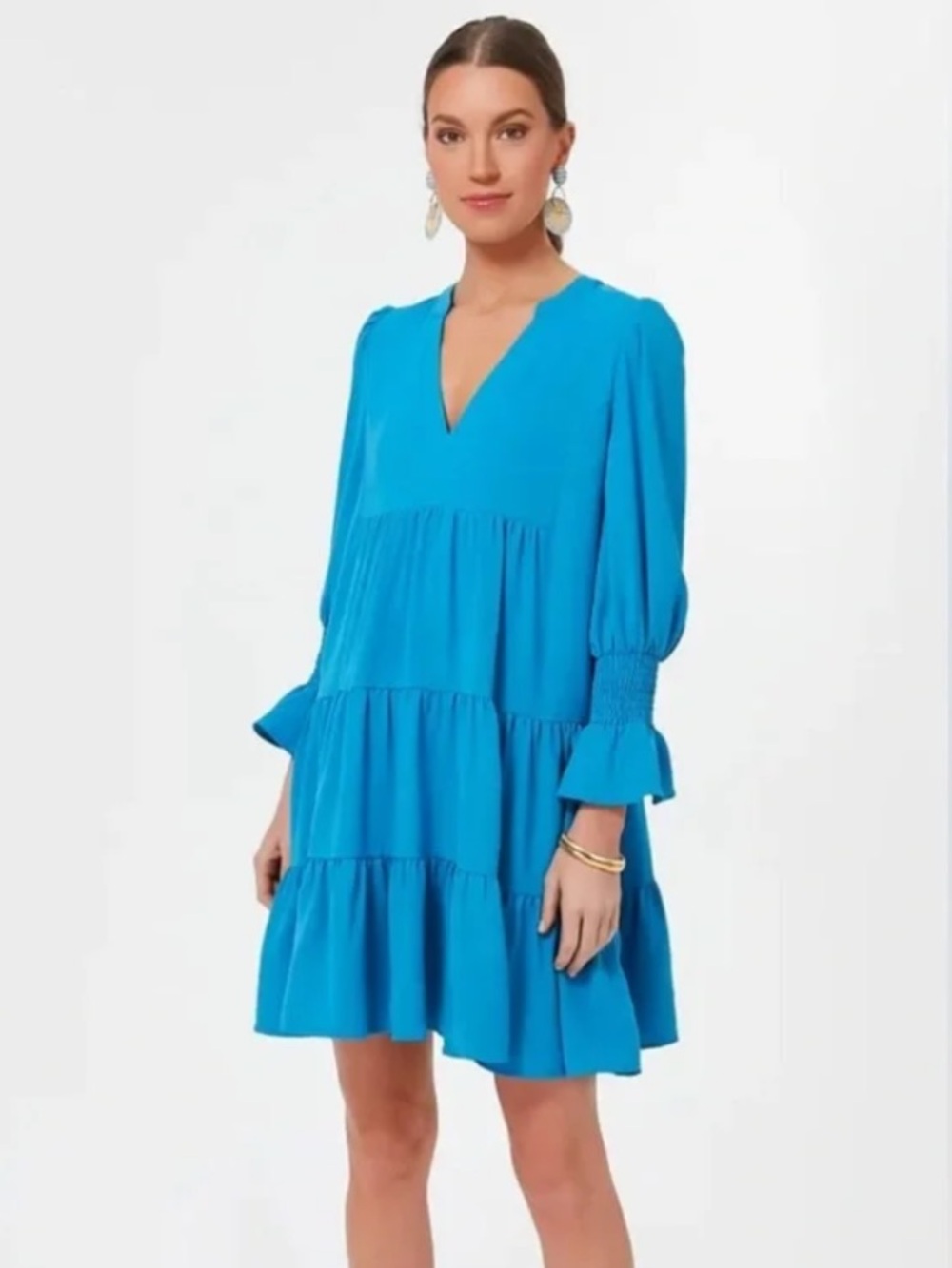 Tuckernuck Pomander Place Capri Blue Crepe Kenzo Mini Dress Size Extra Small